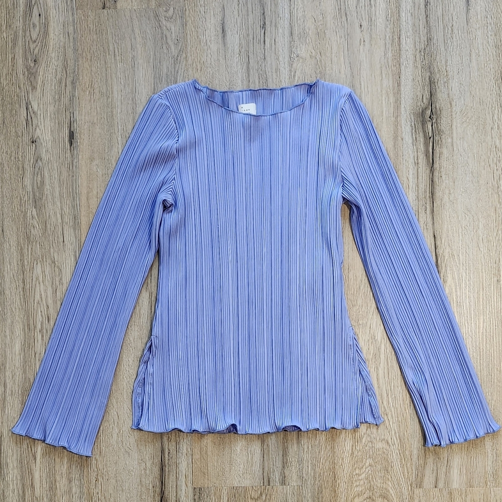 a new day Periwinkle Pleated Long-Sleeve Top